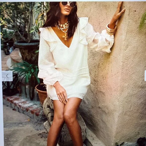 12th Tribe ~ Bound White Long Sleeve Micro Tunic Dress ~ NWT - Picture 2 of 9